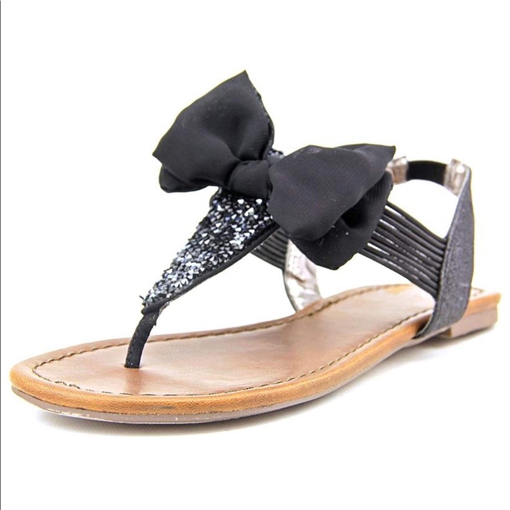 Material girl black bow sandals